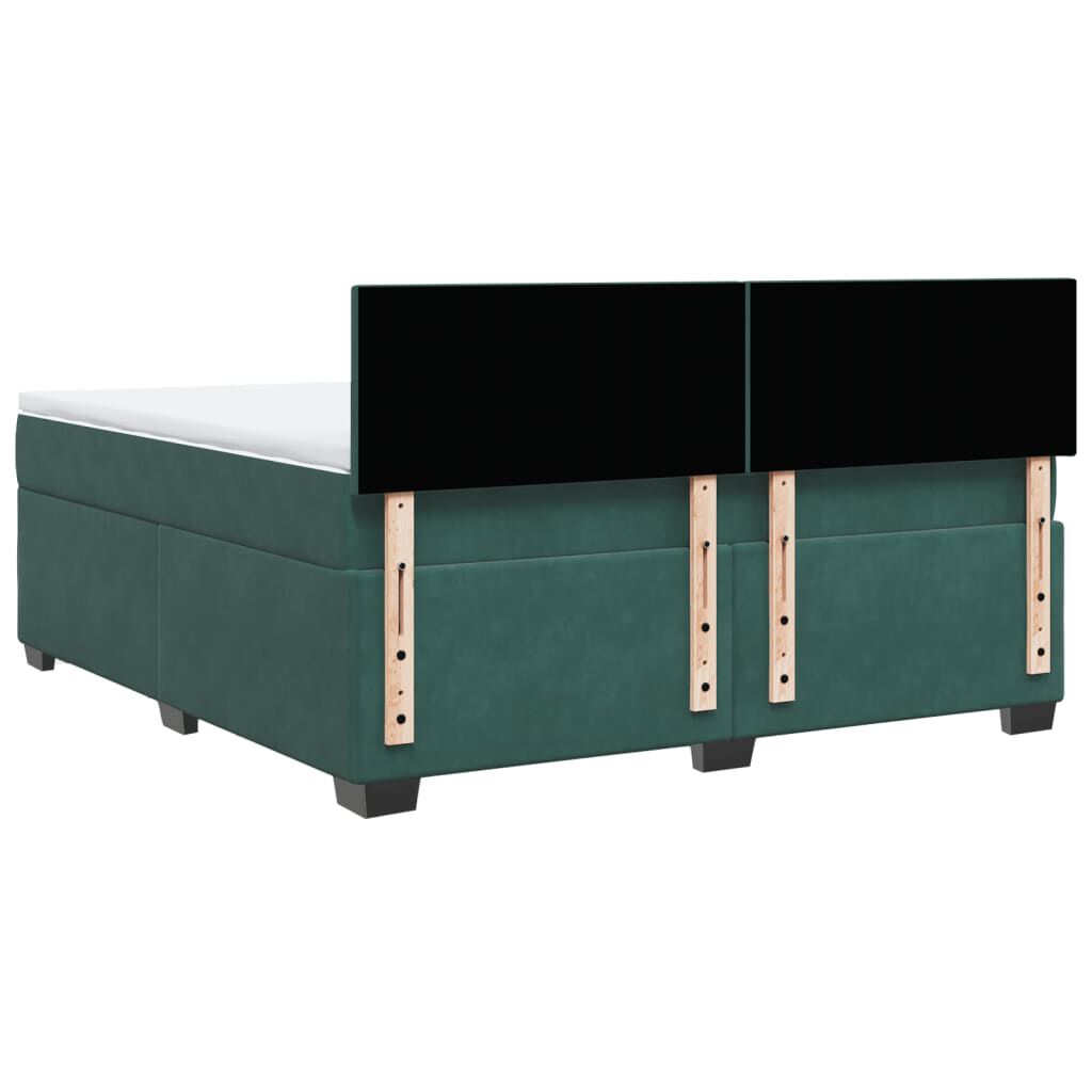 vidaXL Κρεβάτι Boxspring με Στρώμα Σκούρο Πράσινο 180x200εκ. Βελούδινο