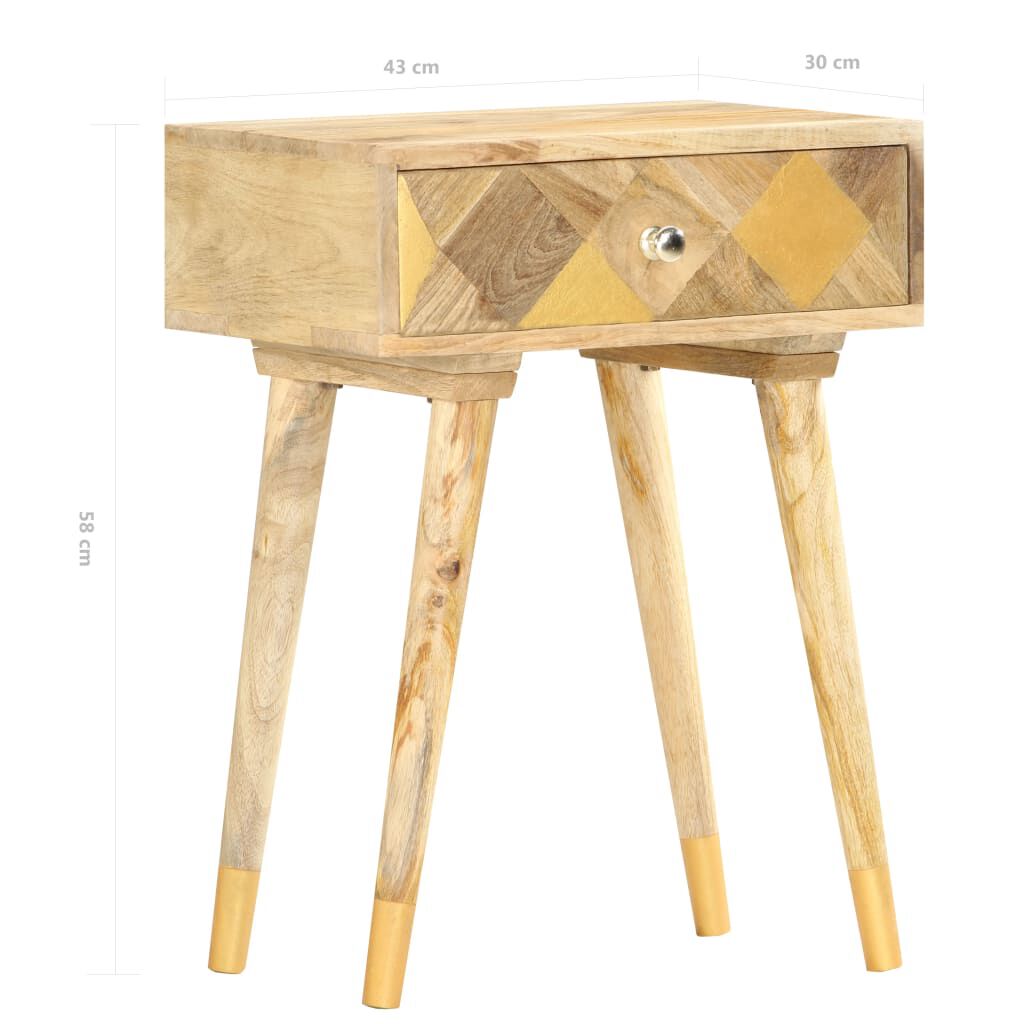 vidaXL Κομοδίνο 43 x 30 x 58 εκ. από Μασίφ Ξύλο Μάνγκο