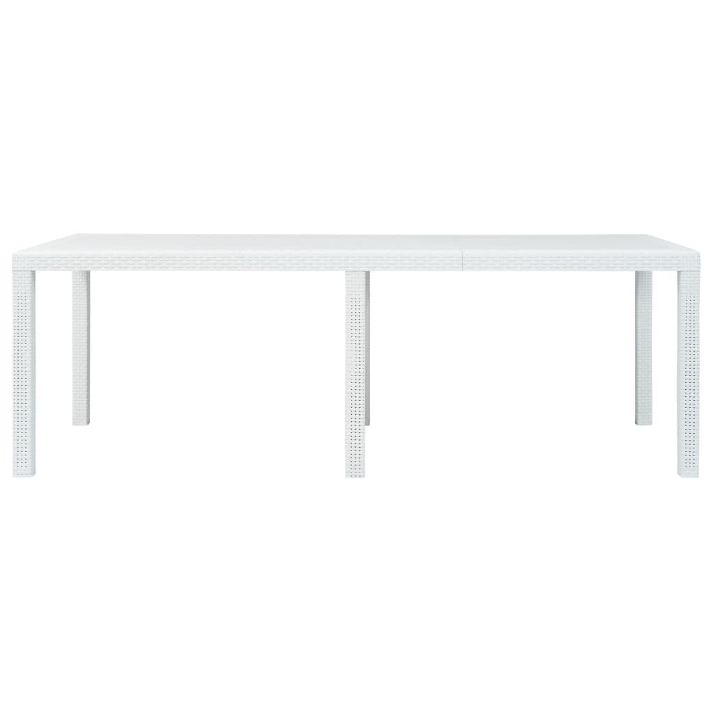 vidaXL Τραπέζι Κήπου Λευκό με Εμφάνιση Ρατάν 220x90x72 εκ. Πλαστικό