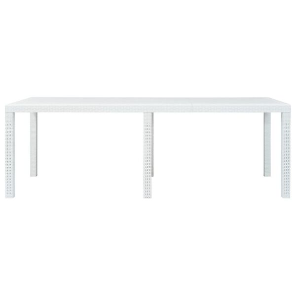 vidaXL Τραπέζι Κήπου Λευκό με Εμφάνιση Ρατάν 220x90x72 εκ. Πλαστικό