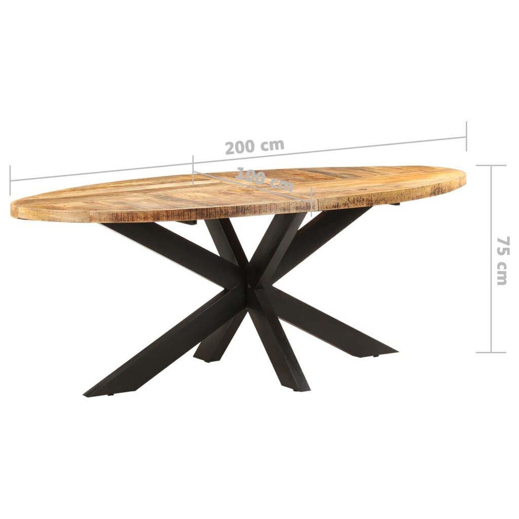 vidaXL Τραπεζαρία Οβάλ 200 x 100 x 75 εκ. από Ακατέργαστο Ξύλο Μάνγκο