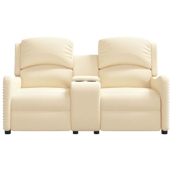vidaXL Πολυθρόνα Μασάζ Διθέσια με Ποτηροθήκη Ανακλ. Κρεμ Υφασμάτινη