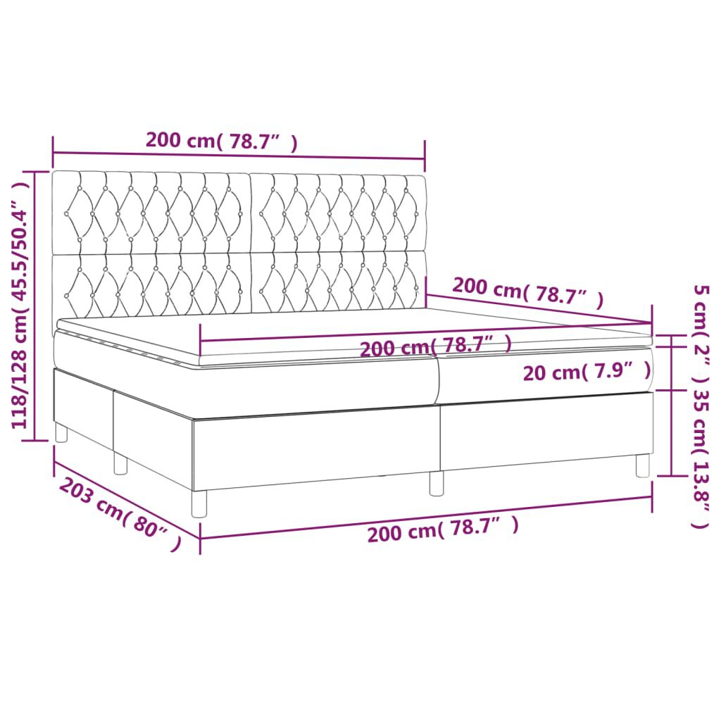 vidaXL Κρεβάτι Boxspring με Στρώμα Μπλε 200x200 εκ. Υφασμάτινο