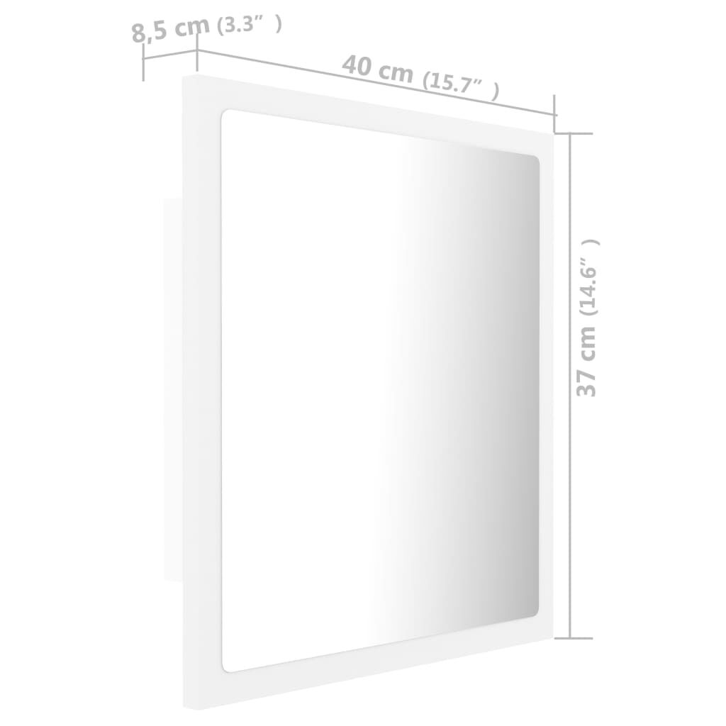 vidaXL Καθρέφτης Μπάνιου με LED Λευκός 40 x 8,5 x 37 εκ. Ακρυλικός