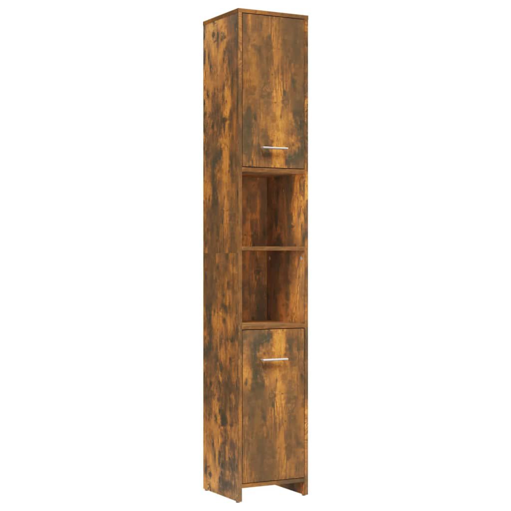 vidaXL Ντουλάπι Μπάνιου Καπνιστή Δρυς 30x30x183,5 εκ. Επεξεργ. Ξύλο