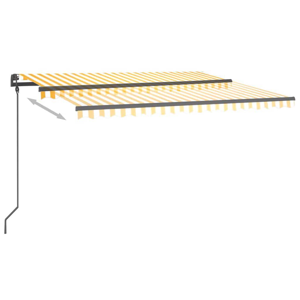 vidaXL Τέντα Αυτόματη με LED & Αισθητήρα Ανέμου Κίτρινο/Λευκό 4x3 μ.