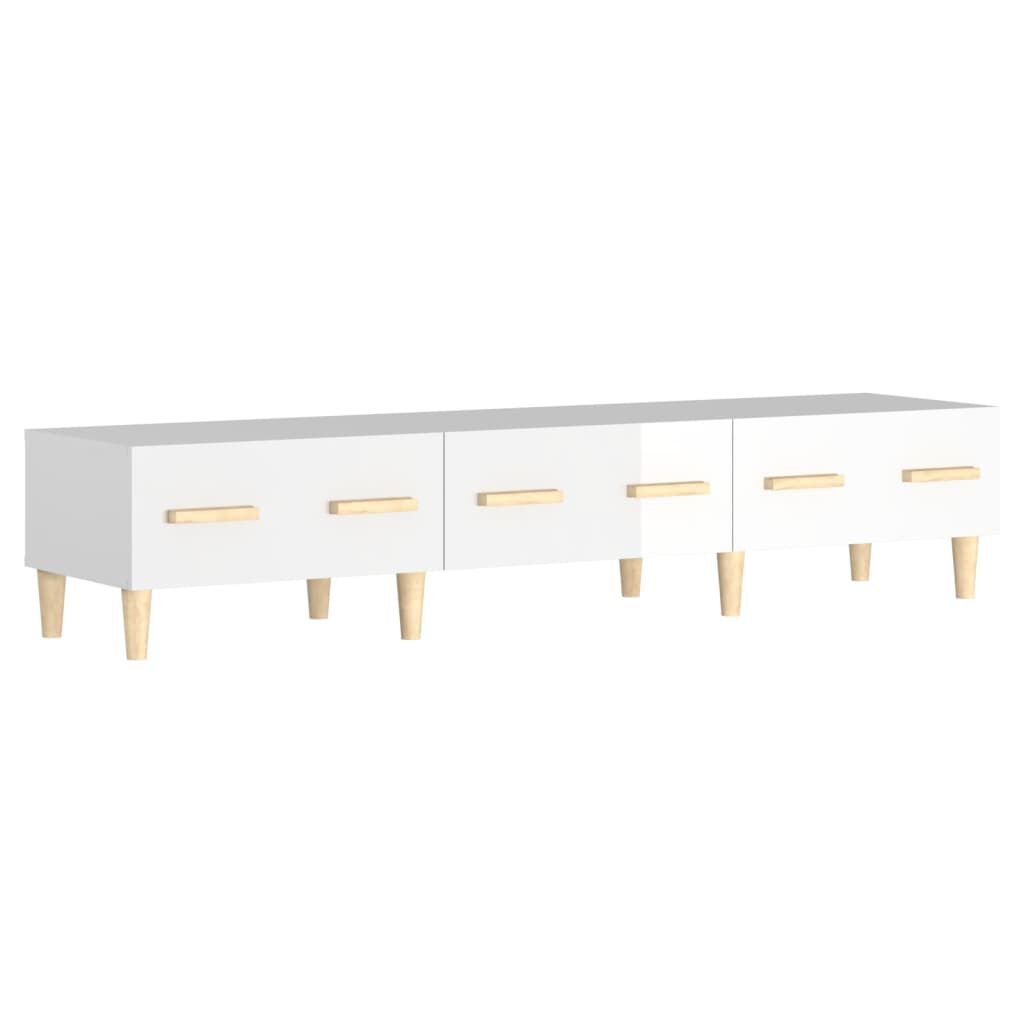 vidaXL Έπιπλο Τηλεόρασης Γυαλ. Λευκό150x34,5x30εκ.Επεξεργασμένο Ξύλο