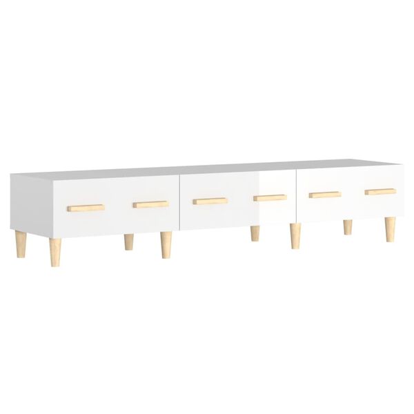 vidaXL Έπιπλο Τηλεόρασης Γυαλ. Λευκό150x34,5x30εκ.Επεξεργασμένο Ξύλο
