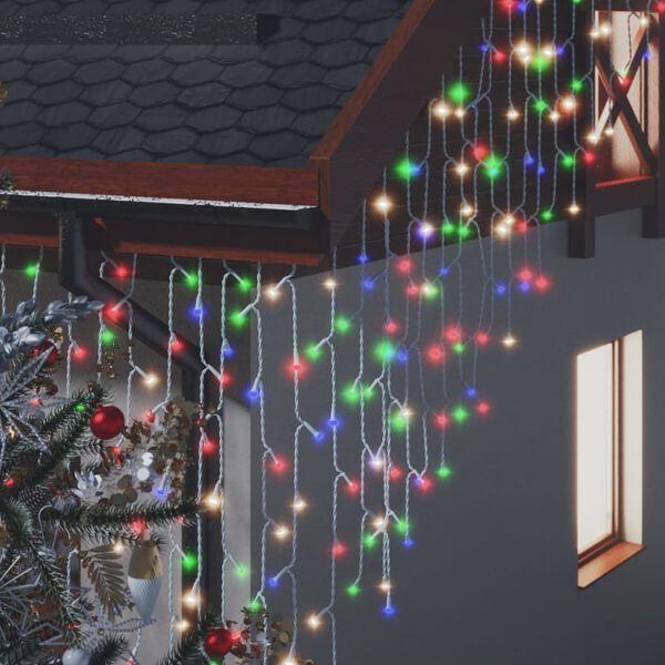 vidaXL Κουρτίνα LED Φωτάκια Σταλακτίτες 10μ. 400 LED Πολύχρωμα 8 Λειτ.