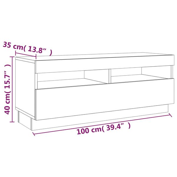 vidaXL Έπιπλο Τηλεόρασης με LED Καπνιστή Δρυς 100x35x40 εκ.