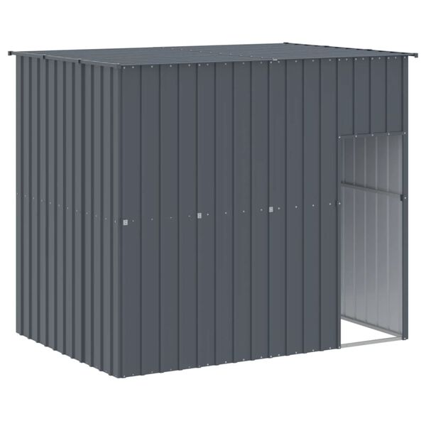 vidaXL Σπιτάκι Σκύλου με Αυλή Ανθρακί 214x1069x181 εκ. Γαλβαν. Χάλυβας