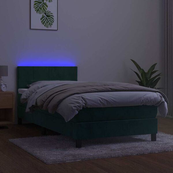 vidaXL &Kappa;&rho;&epsilon;&beta;ά&tau;&iota; Boxspring &mu;&epsilon; &Sigma;&tau;&rho;ώ&mu;&alpha; & LED &Sigma;&kappa;. &Pi;&rho;ά&sigma;&iota;&nu;&omicron; 90x200 &epsilon;&kappa; &Beta;&epsilon;&lambda;&omicron;ύ&delta;&omicron;