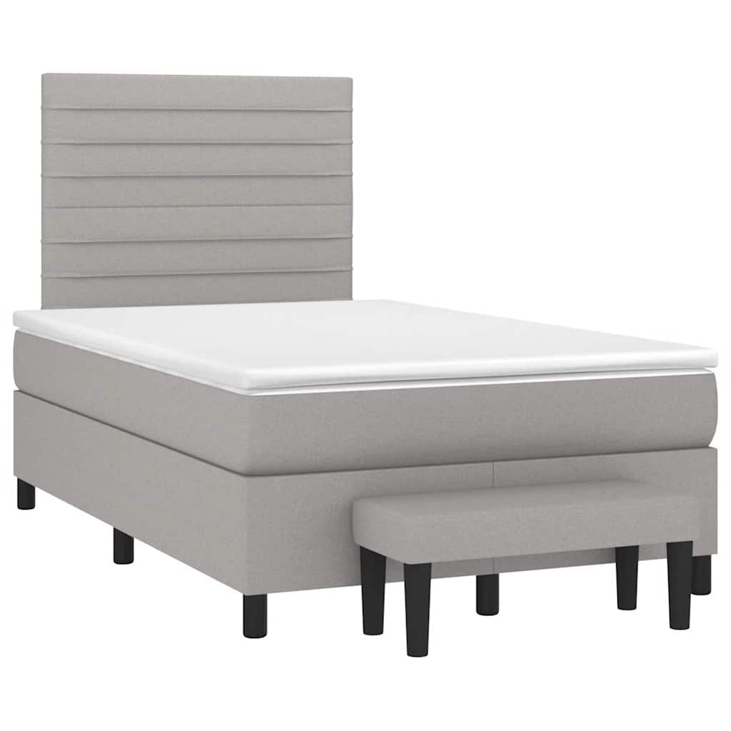 vidaXL Κρεβάτι Boxspring με Στρώμα Ανοιχτό Γκρι 120x190 εκ. Υφασμάτινο