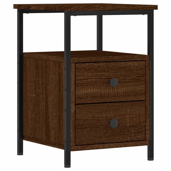 vidaXL Κομοδίνο 2 τεμ. Καφέ Δρυς 34 x 35,5 x 50 εκ. από Επεξεργ. Ξύλο