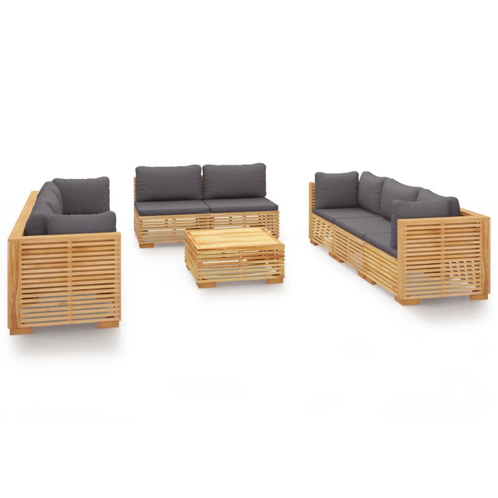 vidaXL Σαλόνι Κήπου Σετ 9 Τεμαχίων από Μασίφ Ξύλο Teak με Μαξιλάρια