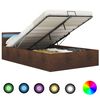 vidaXL Πλαίσιο Κρεβατιού με Αποθ. Χώρο/LED Καφέ 120x200 εκ. Ύφασμα