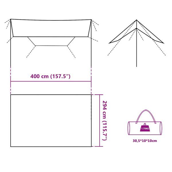 vidaXL Μουσαμάς Κάμπινγκ Αδιάβροχος Μπλε 400x294 εκ.