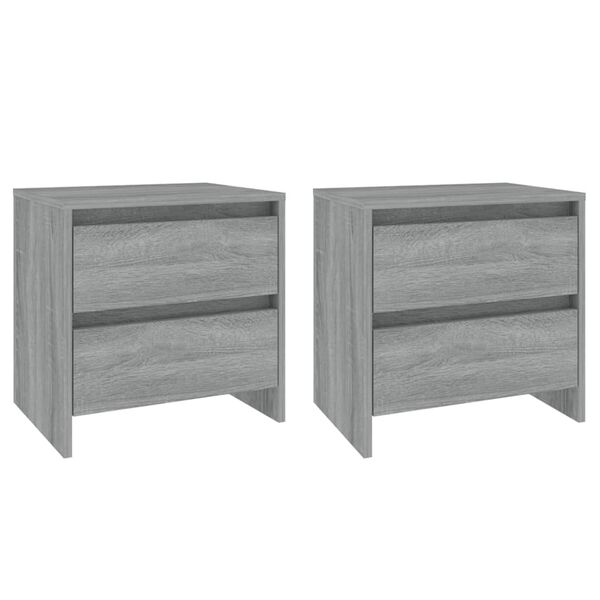 vidaXL Κομοδίνα 2 τεμ. Γκρι Sonoma 45 x 34,5 x 44,5 εκ. Μοριοσανίδα