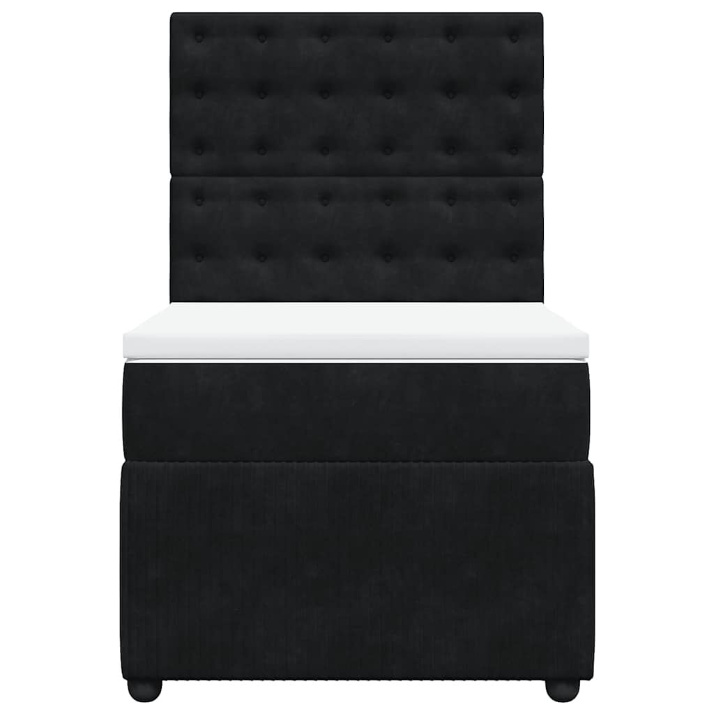 vidaXL Κρεβάτι Boxspring με Στρώμα Μαύρο 90x190 εκ. Βελούδινο
