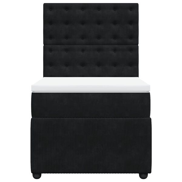 vidaXL Κρεβάτι Boxspring με Στρώμα Μαύρο 90x190 εκ. Βελούδινο