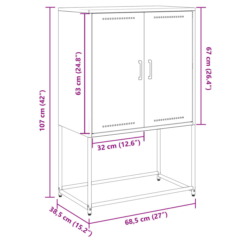 vidaXL Μπουφές Μαύρος 68,5 x 38,5 x 107 εκ. Ατσάλινος