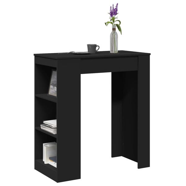 vidaXL Τραπέζι Μπαρ με Ράφια Μαύρο 95x47x103,5 εκ. Επεξεργ. Ξύλο