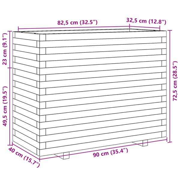 vidaXL Ζαρντινιέρα Κήπου 90x40x72,5 εκ. από Εμποτισμένο Ξύλο Πεύκου