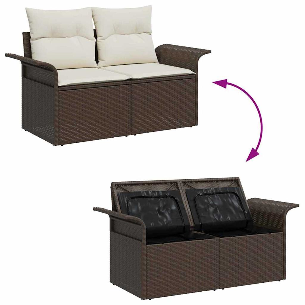 vidaXL Σετ Καναπέ Κήπου με μαξιλάρι 6 pcs Καφέ Πολυ ράταν
