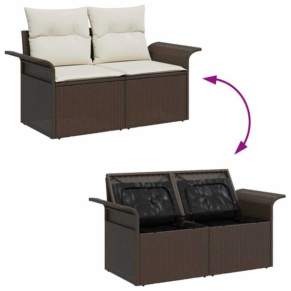 vidaXL Σετ Καναπέ Κήπου με μαξιλάρι 6 pcs Καφέ Πολυ ράταν