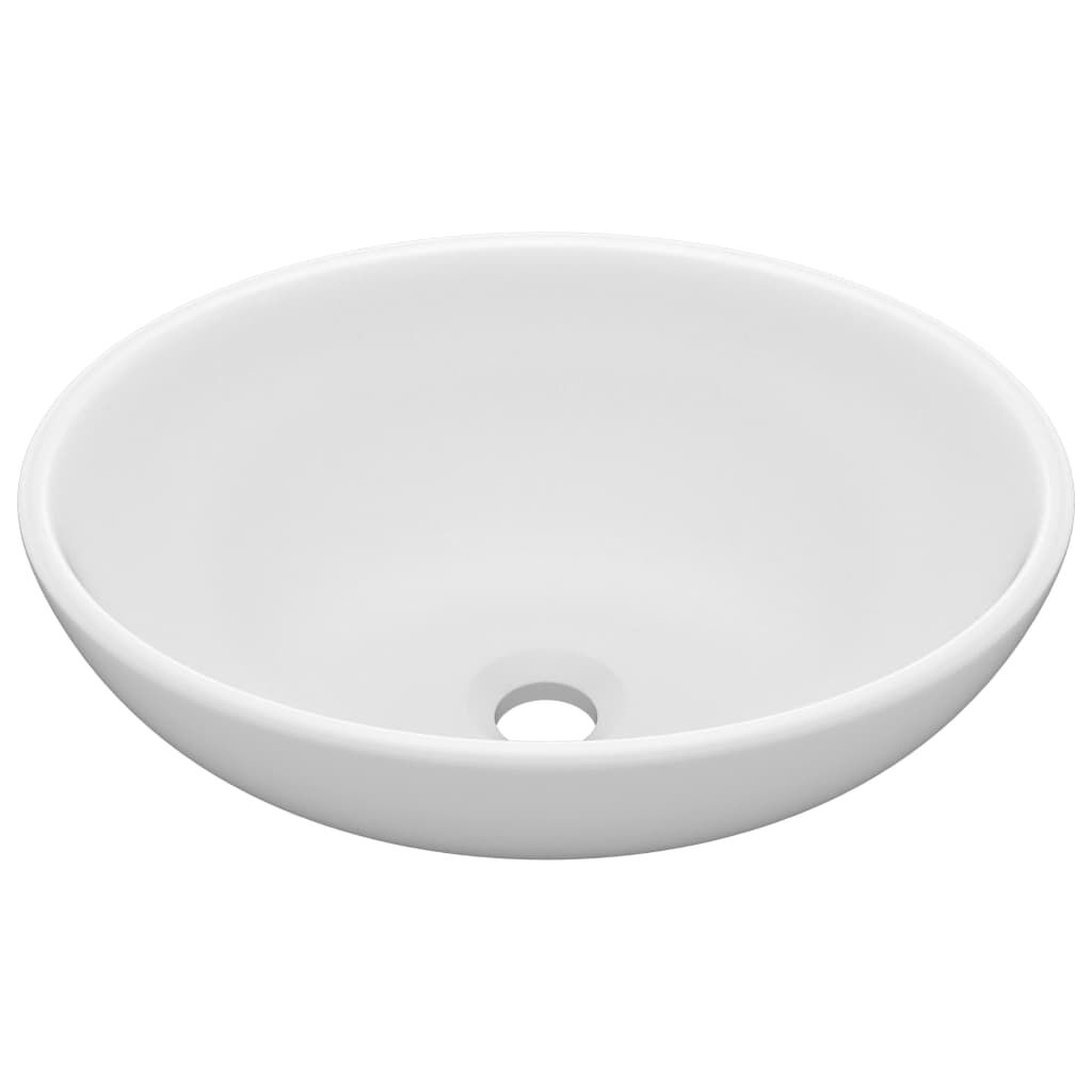 vidaXL Νιπτήρας Πολυτελής Οβάλ Λευκό Ματ 40 x 33 εκ. Κεραμικός
