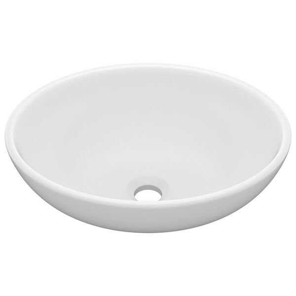 vidaXL Νιπτήρας Πολυτελής Οβάλ Λευκό Ματ 40 x 33 εκ. Κεραμικός