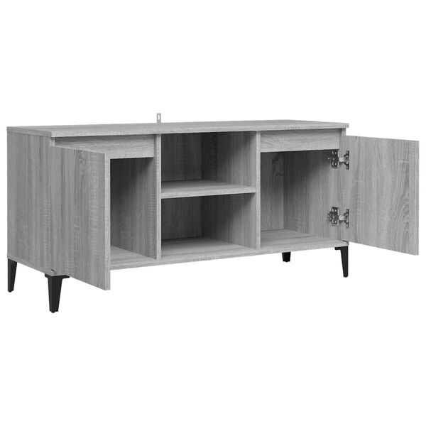 vidaXL Έπιπλο Τηλεόρασης Γκρι Sonoma 103,5x35x50 εκ. Μεταλλικά Πόδια