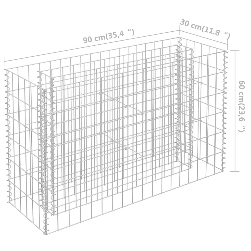 vidaXL Συρματοκιβώτιο-Γλάστρα Υπερυψωμένη 90x30x60 εκ. Γαλβ. Χάλυβας