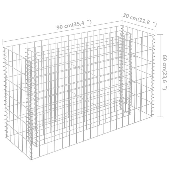 vidaXL Συρματοκιβώτιο-Γλάστρα Υπερυψωμένη 90x30x60 εκ. Γαλβ. Χάλυβας
