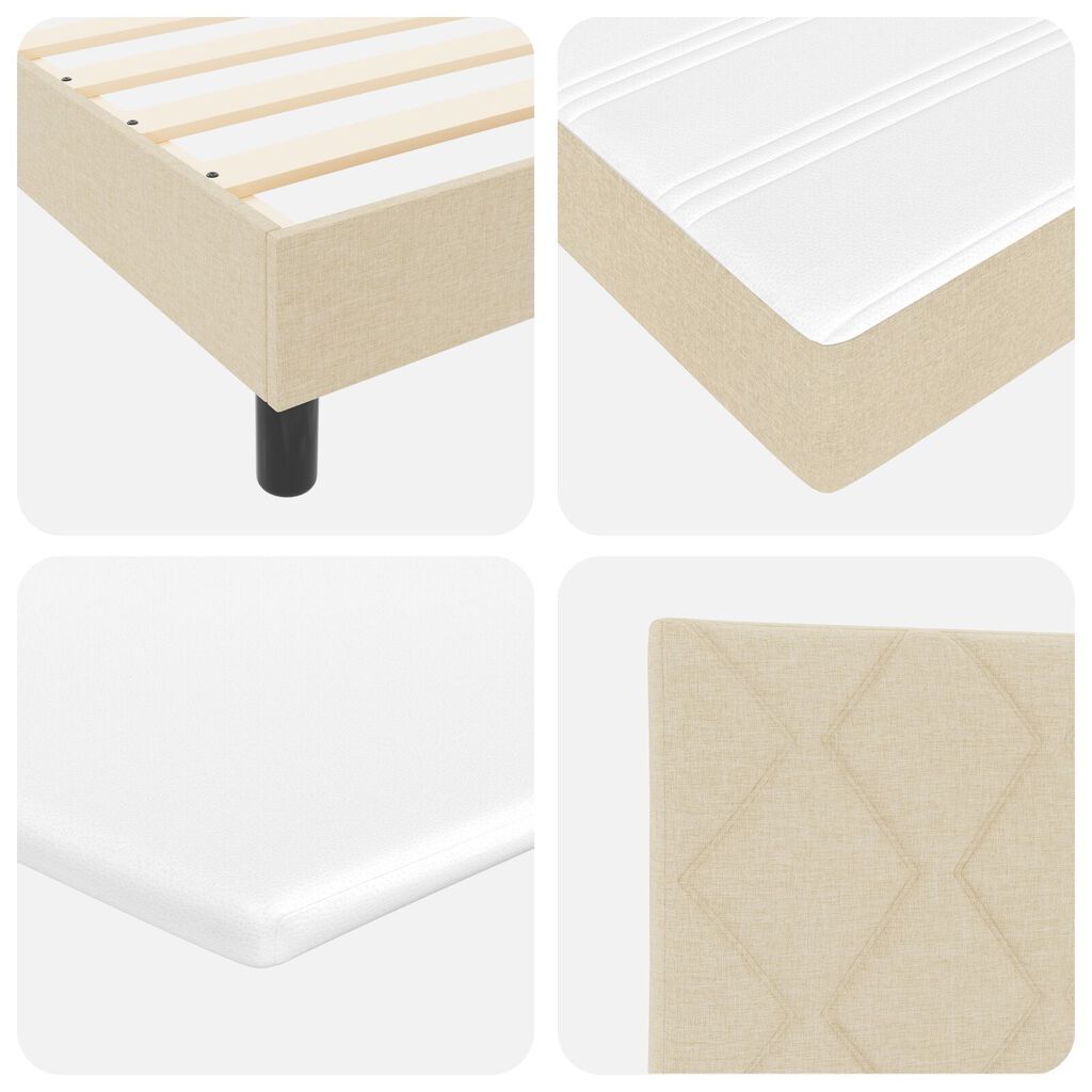 vidaXL Κρεβάτι με Στρώμα Κρέμ 120x190 cm Υφασμάτινο