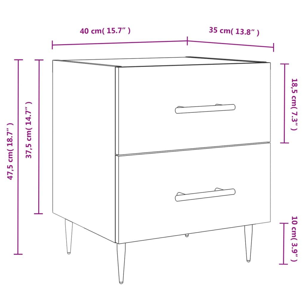 vidaXL Κομοδίνα 2 τεμ. Γκρι Sonoma 40 x 35 x 47,5 εκ. Επεξεργ. Ξύλο