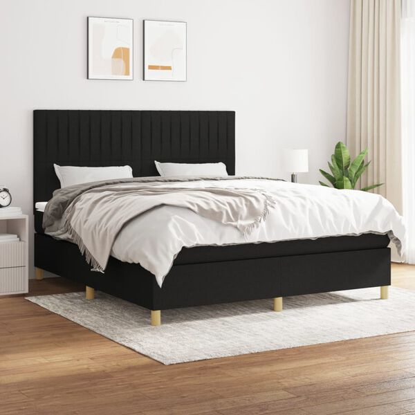 vidaXL &Kappa;&rho;&epsilon;&beta;ά&tau;&iota; Boxspring &mu;&epsilon; &Sigma;&tau;&rho;ώ&mu;&alpha; &Mu;&alpha;ύ&rho;&omicron; 160x200 &epsilon;&kappa;. &Upsilon;&phi;&alpha;&sigma;&mu;ά&tau;&iota;&nu;&omicron;