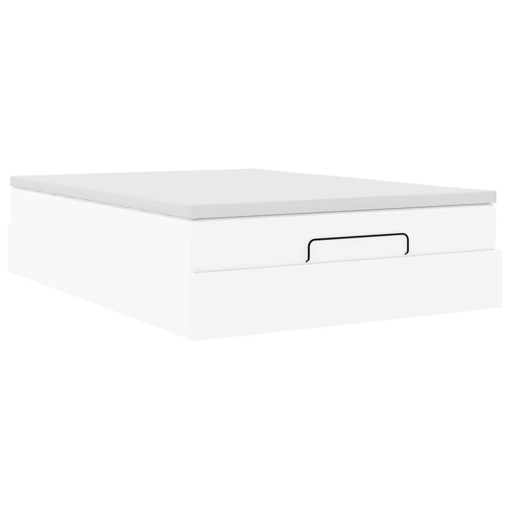 vidaXL Οθωμανικό κρεβάτι με στρώμα Λευκό 140x200cm Faux Leather