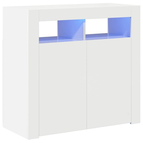 vidaXL Ντουλάπι με LED Γυαλιστερό Λευκό 80 x 35 x 75 εκ.