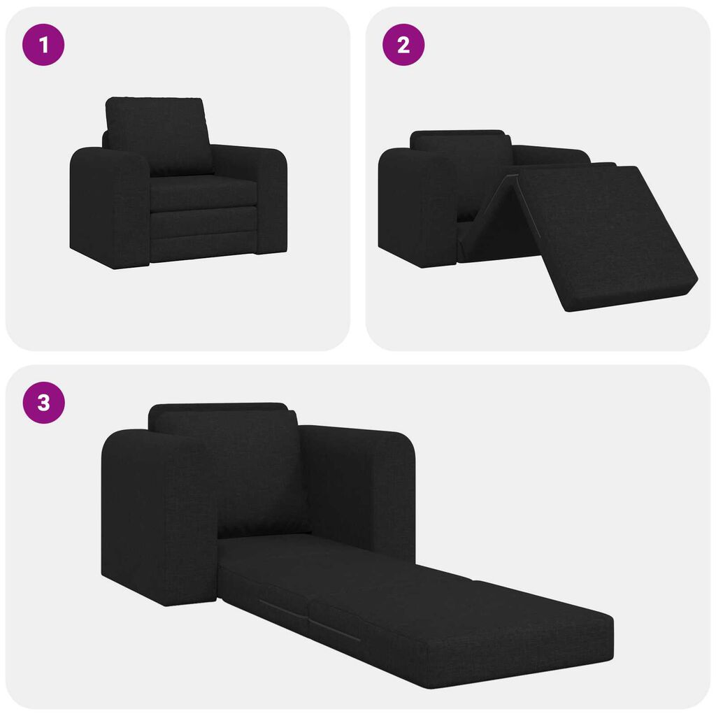 vidaXL Κατώφλι Καναπές Κρεβάτι 2 σε 1 Μαύρο 98x71x83 εκ Υφασμάτινο