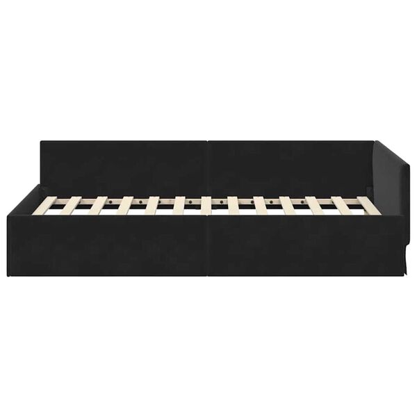vidaXL Κρεβάτι Γωνίας Μαύρο 80 x 200 cm Βελούδο και Εργοστασιακό ξύλο