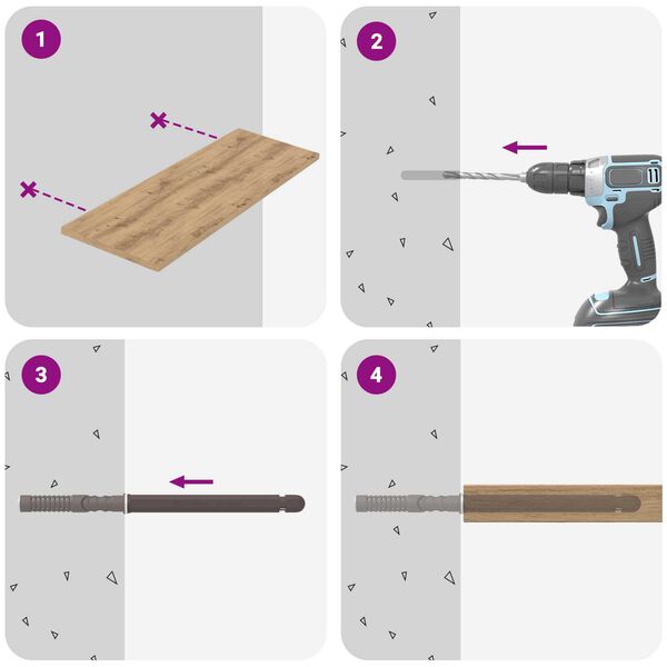 vidaXL Βραχίονες αιωρούμενου ραφιού 12 pcs Καφέ Ø10 x 170 mm Ατσάλι