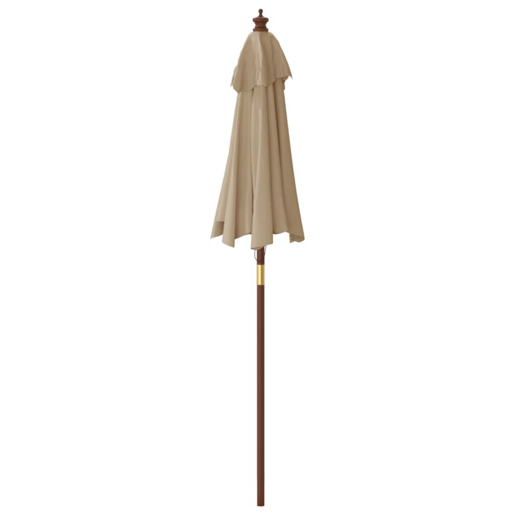vidaXL Ομπρέλα Κήπου με Ξύλινο Ιστό Taupe 196x231 εκ.