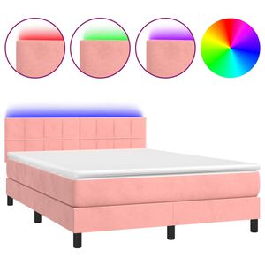 vidaXL &Kappa;&rho;&epsilon;&beta;ά&tau;&iota; Boxspring &mu;&epsilon; &Sigma;&tau;&rho;ώ&mu;&alpha; & LED &Rho;&omicron;&zeta; 140x190 &epsilon;&kappa;. &Beta;&epsilon;&lambda;&omicron;ύ&delta;&iota;&nu;&omicron;