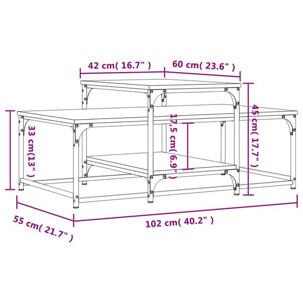 vidaXL Τραπεζάκι Σαλονιού Καπνιστή Δρυς 102x60x45 εκ. Επεξεργ. Ξύλο