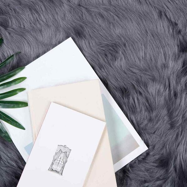 vidaXL Ψεύτικο Δέρμα Προβάτου Χαλί Ανθρακί 60 x 110 cm Πολυεστέρας