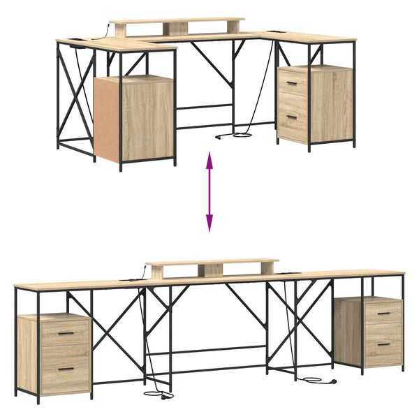 vidaXL Γραφείο Sonoma Oak 182 x 101 x 87.5 εκ. Επεξεργασμένο ξύλο