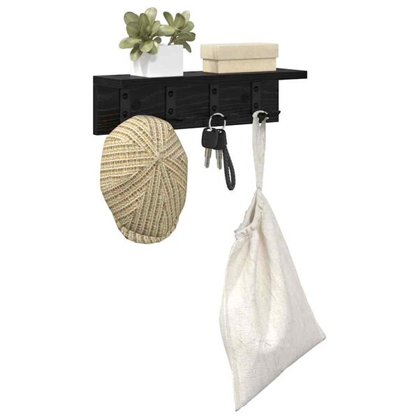 vidaXL Τοίχου Κρεμάστρα με ράφι Μαύρη δρυς 40 x 10.5 x 10.5 εκ