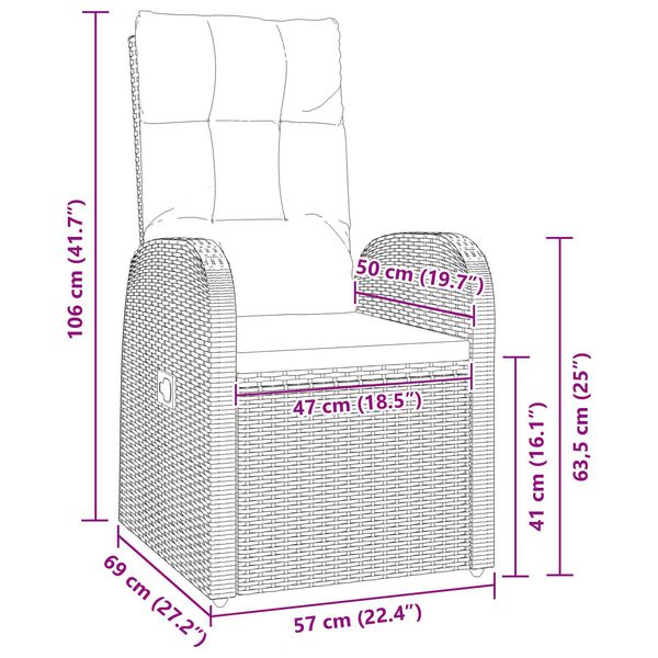 vidaXL Ρυθμιζόμενες Καρέκλες Κήπου 5 pcs Μαύρο 160 x 80 x 73 εκ