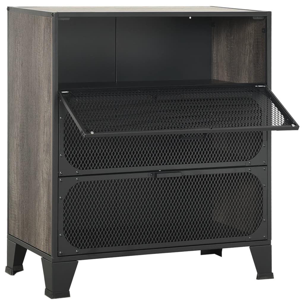 vidaXL Ντουλάπια Αποθήκευσης 2 τεμ. Γκρι 72 x 36 x 82 εκ. Μέταλλο/MDF